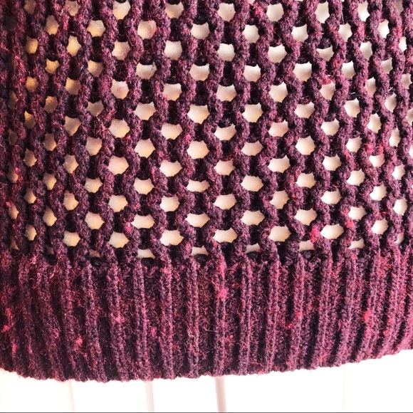 American Eagle Burgundy Open Stitch Wool Blend Sweater Small - Picture 14 of 15